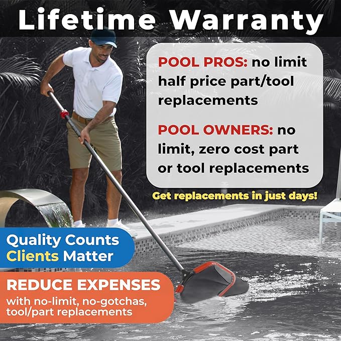 ProTuff 23" Fine Pool Net for PROS – “490 Promise” Unlimited Unconditional Replacement – Cleans 3X Faster Than Vacuum – Wide Pool Skimmer Net with Deep Bag for Easy Maintenance of Leaves, Bugs, Debris