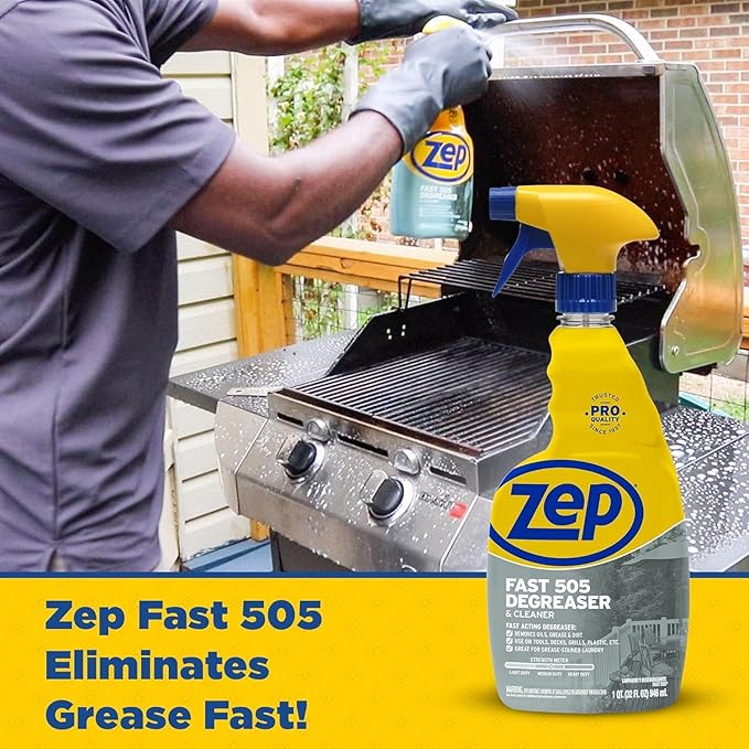 Zep Fast 505 Cleaner and Degreaser - 32 oz (Case of 2) ECZU505322 - Fast Acting, Removes Oil, Grease, and Dirt from Tools, Decks, Grills, Plastic, and Even Grease-Stained Laundry