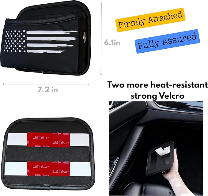 American USA Flag Car Seat Side Pocket Organizer, Multi Compartment Leather Velcro Storage Bag Pouch for Sunglasses Key Card Clutter, Truck Pickup Accessories Interior and Travel Essentials