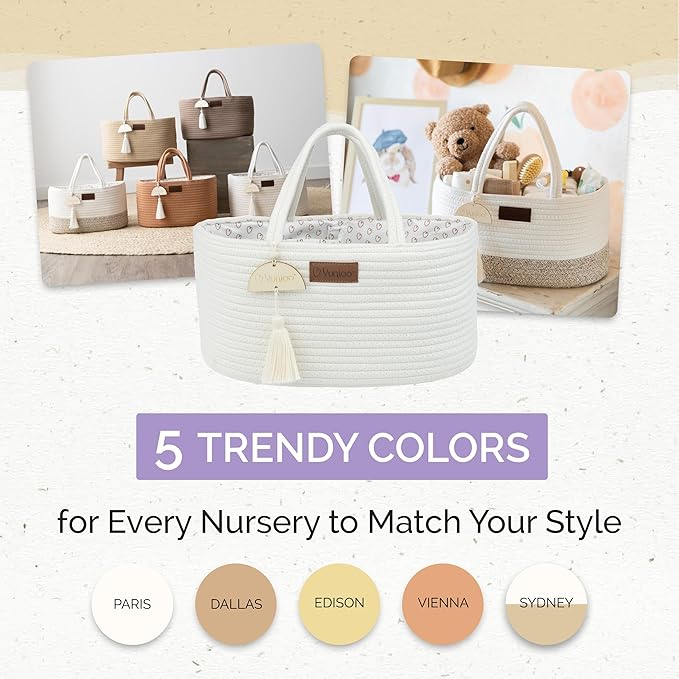 Baby Diaper Caddy Organizer, Portable Nursery Storage Basket with Sturdy Handle Diaper Caddy Basket, Car Caddy for Diapers and Baby Wipes, Newborn Essentials