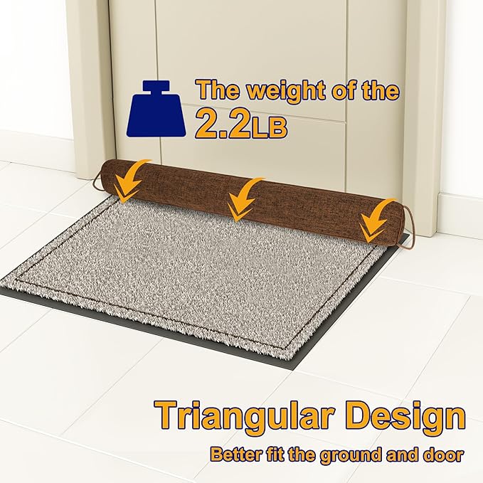 NABOWAN 38" Weighted Under Door Draft Stopper - Triangular Door Draft Blocker with Hook Loops for Easy Install, Save Energy, Home Room Essentials