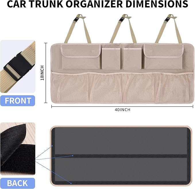 Car Trunk Organizer Storage (Khaki)