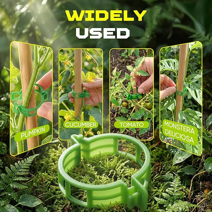100pcs Secured Plant Clips,Plastic Trellis Garden Support Clips for Climbing, Outdoor Clips for Support Grape Tomato Vine Vegetables Plants,Reusable Clips to Grow Upright Makes Plants Healthier