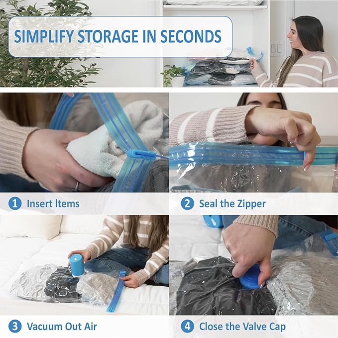10 Pack Travel Vacuum Storage Bags with Rechargeable Wireless Electric Pump for Luggage, Suitcase, Carry-on Size Vacuum Seal Compression Space Saver Bags for Clothes and Clothing Travel