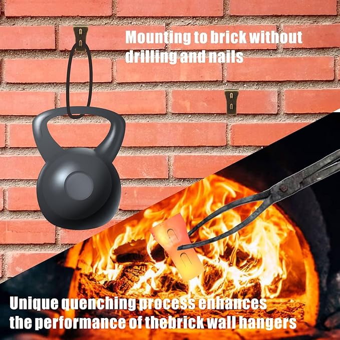 Brick Clips - 8 Pcs Heavy Metal Wall Hangers for 2-1/4 to 2-3/8 Inch Bricks, Ideal for Outdoors & Home Decor