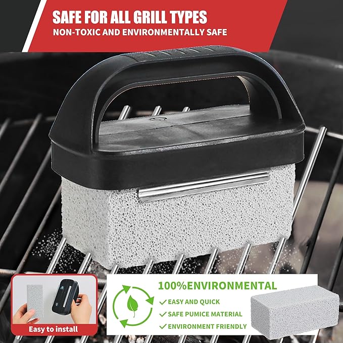 Upgraded Griddle Cleaning Kit for Blackstone, Flat Top Grill Cleaner Set with Grill Stone, Griddle Scraper, Scouring Pads and Handles, BBQ Accessories Tools Set for Deep Cleaning (19 PCS)