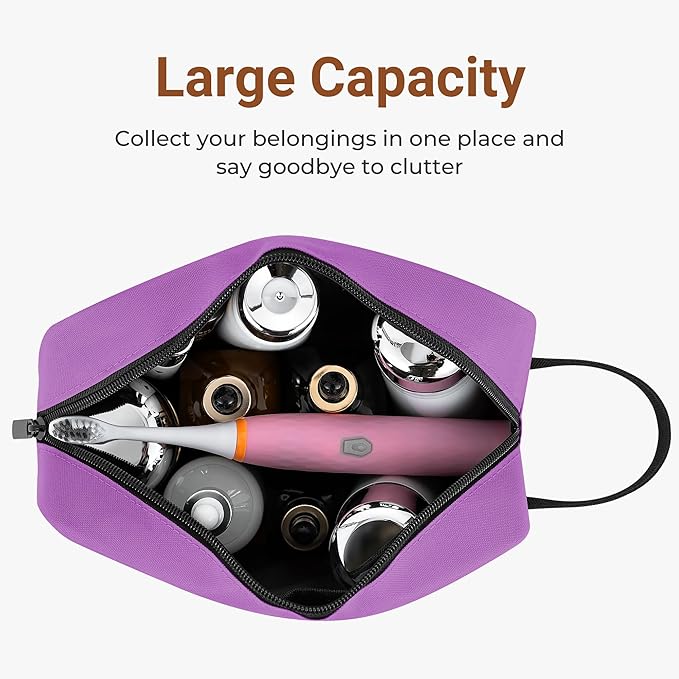 Elviros Travel Toiletry Bag for Women and Men,Lightweight Makeup Bag Hanging Dopp Kit with Shaving Compartment Cosmetic Organizer Small Tool Bag Travel Essentials Gift for Women(Grape Purple)