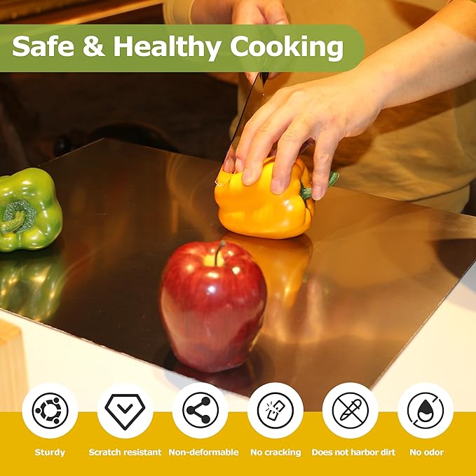 Stainless Steel Cutting Board with Counter Lip, Extra Large Chopping Board for Kitchen,Metal Cutting Board for Veggies,Meat,Fruits,Bread and Baking （80 x 50cm/31.5 x 19.7 inch）