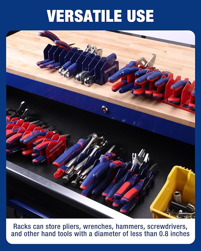 WORKPRO 4-Pack Plier Organizer Rack, Pliers Holder and Cutter Organizers with Non-Slip Rubber Base, 40-Slot Tool Box Organizer, Tool Drawer Organizer, Tool Storage, Plier Rack (Pliers Not Included)