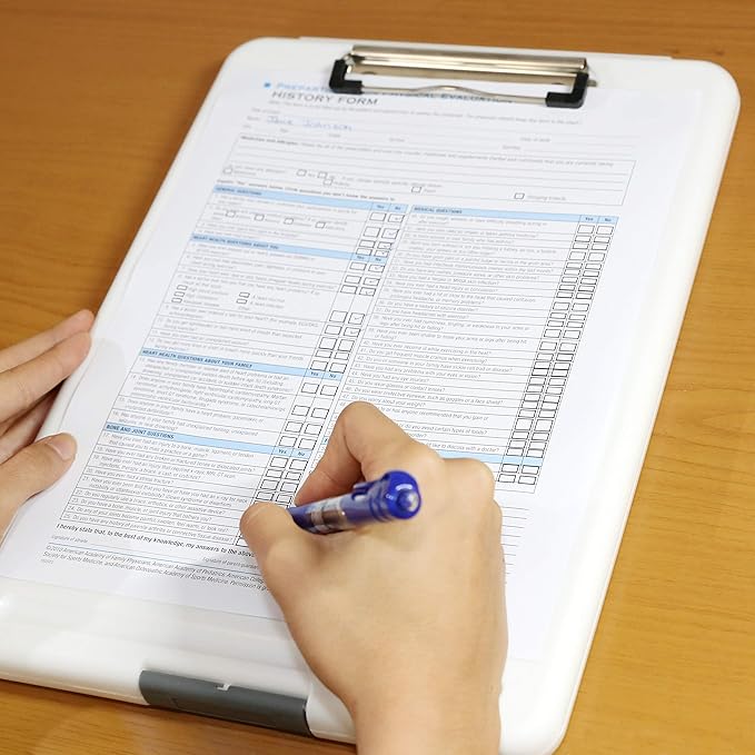 Think2Master [3 Pack] White Plastic Storage Clipboard. | 25% Heavier & Sturdier| Heavy Duty and Won’t Flex Like Other Brands (Compare The Weight). Storage Compartment Holds 150 Letter Sized Paper.