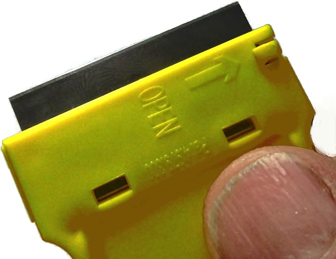 MINISCRAPER® Original Mini Scraper – 8 Pack | Safe Plastic Razor Blade Scraper for Stickers, Labels, Paint, Adhesive, Glass, Auto, Kitchen & Craft Use | USA‑Made, High‑Visibility Colors