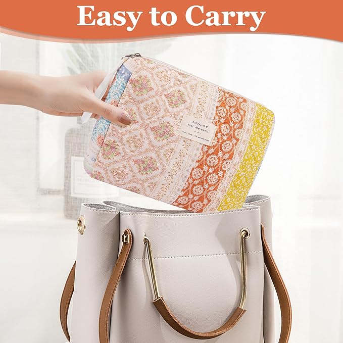 2PC Makeup Bag Set, Cute Cosmetic Bag for Women Girls, Floral Coquette Aesthetic Toiletry Bag, Travel Make Up Organizer Bag (South Twigs Flower)