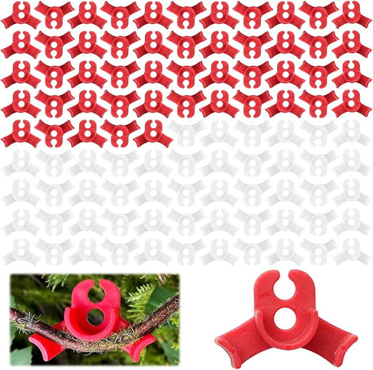100 Pcs Plant LST Cilps, Low-Stress Plant Training Clips, Reusable 90-Degree Bendable Clips to Bend for Tomatoes Cucumbers Beans Climbing Plants in Indoor Outdoor Gardens (Red & White)