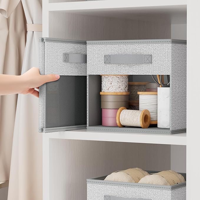 DIMJ Storage Cubes, Cube Storage Bin, 10 Pack Foldable Cubes with Window, Closet Organizer Boxes with Handle, 12.2 x 12.2 inch Storage Organizer for Clothes, Toys, Books