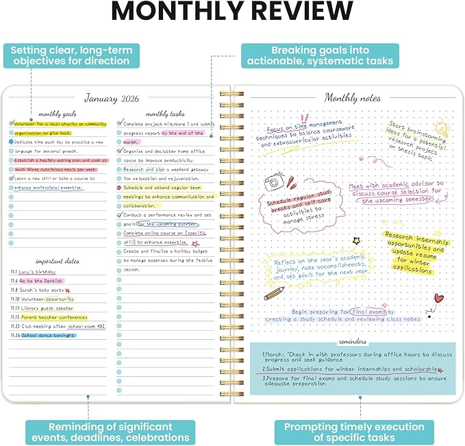 Monthly Planner 2026-2027, 2 Year Months Calendar Planner 2026-2027, Runs from January 2026 - December 2027, 7" x 10", 24 Months, Perfect for School Office Home Planning - Beige