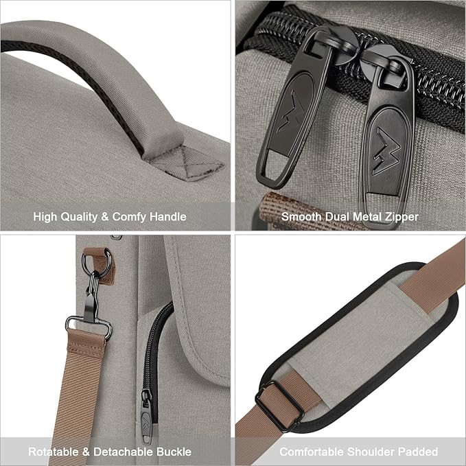 MATEIN Messenger Bag for Men, Briefcases Lightweight Men's Laptop Bag 15.6 inch Water Resistant Crossbody Satchel Computer Work Office Case with Shoulder Strap, Brown