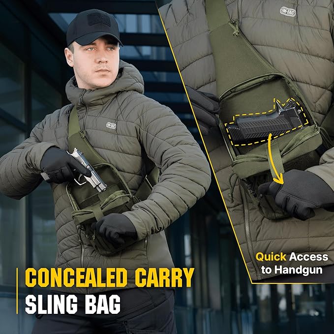 M-Tac CCW Sling Bag for Men & Women - EDC Shoulder Bag Tactical - Crossbody Concealed Carry Bag - Mens Chest Pack