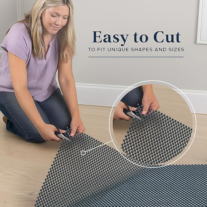 Veken 5x7 Ft Rug Pad Gripper for Hardwood Floors, Non Slip Dark Blue Rug Pads for Area Rugs, Thick Rug Grippers for Tile Floors, Under Carpet Anti Skid Mat, Keep Your Rugs Safe and in Place