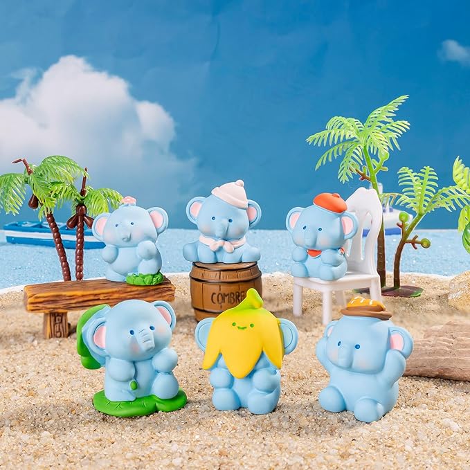 12 Pcs Mini Elephant Figurines - Fairy Garden Decor,Miniature Landscape Ornaments,DIY Craft Projects,Home Decoration Access