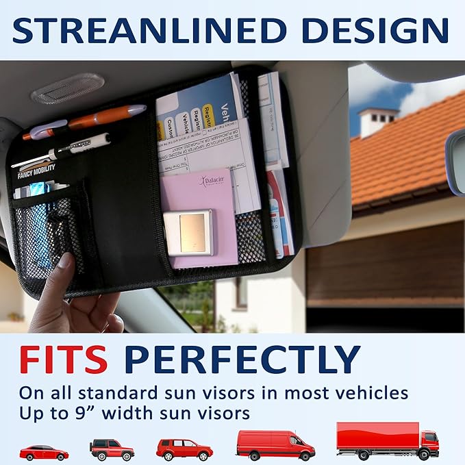 Car Sun Visor Organizer - Auto Accessories Document Holder - Car, Truck, SUV Registration & Insurance Storage Pouch - Road Trip Essentials Gift for Any Driver + 5Year Warranty (25 Pack)