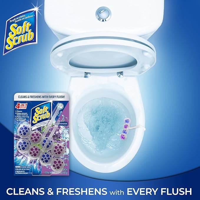 Soft Scrub 4-in-1 Rim Hanger Toilet Bowl Cleaner, Lavender, 2 Count, Cleans, Helps Prevent Build Up, Fights Toilet Ring & Freshens up to 4 Weeks