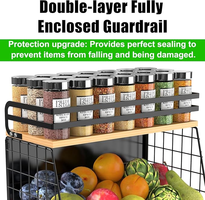 Magnetic Shelf for Fridge with Wood Lid, Fruit Potato & Onion Storage Bins, Magnetic Spice Rack for Refrigerator Pantry Organizer & Storage, Large Container for Refrigerator, Kitchen Counter & Laundry