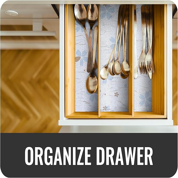 RAY STAR 18 Inch x 48 Inch Shelf Liner, Non Adhesive Floral White Cabinet Liner for Pantry Drawer Vanity, Strong Grip Non Slip Waterproof, Pretty Shelf Liners for Kitchen Cabinets (Signature Delivery)