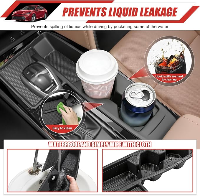 Cup Holder Coaster Fit for 2025-2026 Toyota Camry Accessories Wireless Charging Pad Mat Cup Holder Pad Liner Inserts Interior CupHolder Liner for Toyota Camry(for Camry)