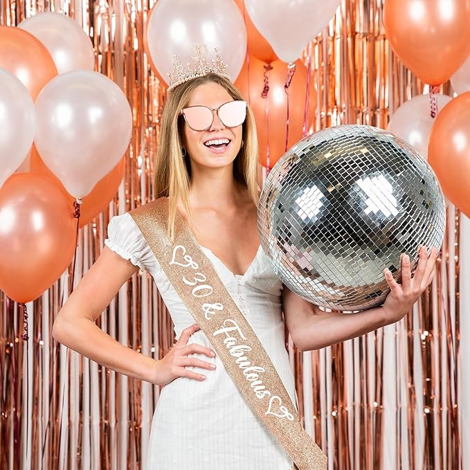 10 Pack Rose Gold Backdrop Curtain 3.2ft x 8.2ft Metallic Tinsel Foil Fringe Curtains Photo Booth Background for Birthday Party Decoration Baby Shower Engagement Wedding Christmas Decoration