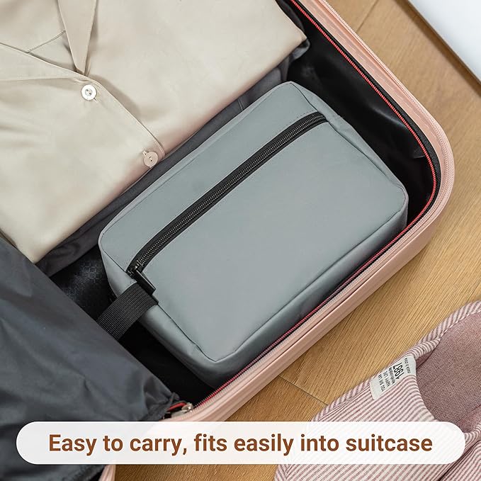 Elviros Travel Toiletry Bag for Women and Men,Lightweight Makeup Bag Hanging Dopp Kit with Shaving Compartment Cosmetic Organizer Small Tool Bag Travel Essentials,Gifts for Men(Dark Grey)