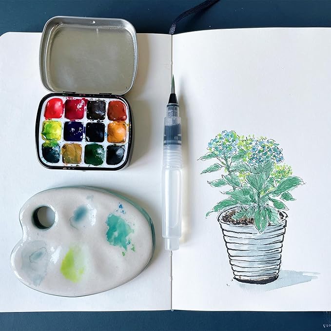 2 Pcs Mini Empty Watercolor Tin Box 12 Wells Portable Paint Palette Metal Paint Storage,Travel Watercolor Palette with Lid,Ideal for Artists on The Go(Black)