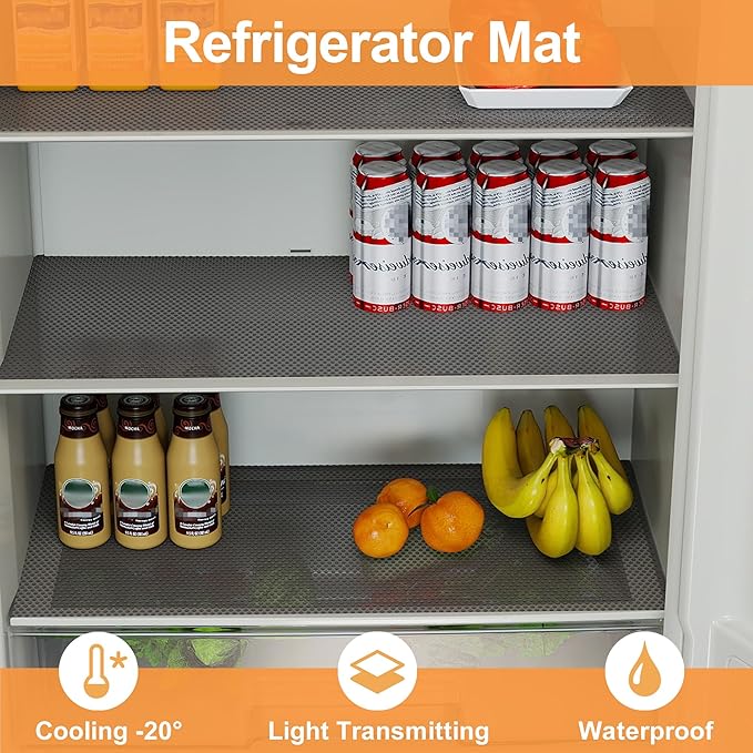 FLPMIX Clear Cabinet Shelf Liner: 11-inch Waterproof Kitchen Drawer Liner - Easy to Cut Non-Adhesive Small Cupboard Mat for Pantry Refrigerator 11" x 240" Translucent Grey