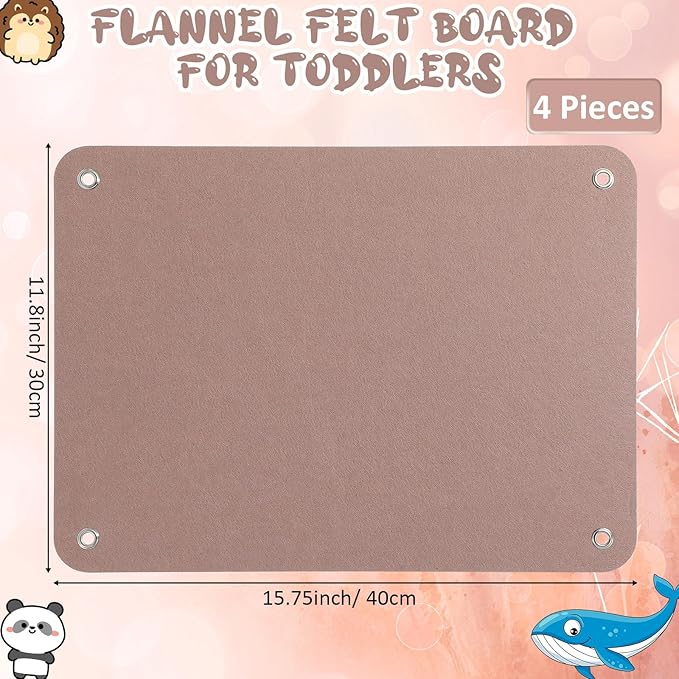 Yunsailing 4 Pieces Felt Board for Toddlers Classroom Flannel Board Stories for Preschool Homeschooling, Kids Felt Story Activity Wall Hanging Children Birthday Gifts, 11.8 x 15.75 Inch (Camel)