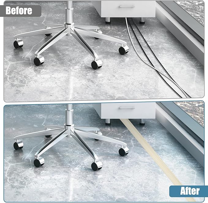 Floor Cord Covers for Wires 10FT Cable Hider Wire Cover Self Adhesive Cord Hider Floor for Offices, Homes, Workshops, Warehouses Cable Cavity 0.39" W x 0.27" H