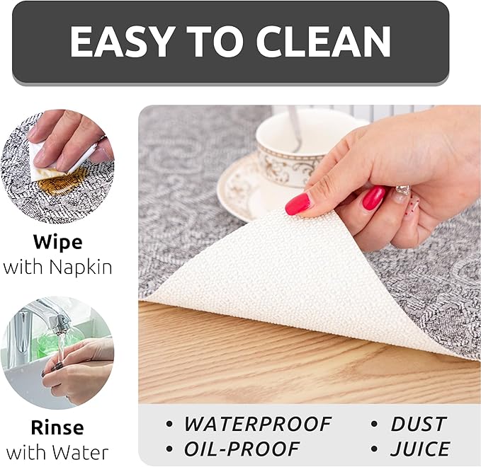 12X120 Inch Shelf Liner with Scissor & Tape Measure for Kitchen Cabinets, PVC Drawer Liner for Dresser Non-Slip Bathroom, Non-Adhesive Cabinet Liner Washable (Black)