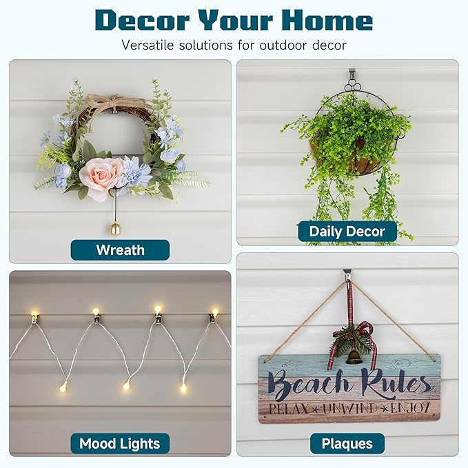 (18 Pack) Vinyl Siding Light Clips, Siding Hooks for Outdoor String Lights No Hole No Wall Damage, Siding Garland Hanger for Door Frame Outside, Christmas Easter Wreath Decor