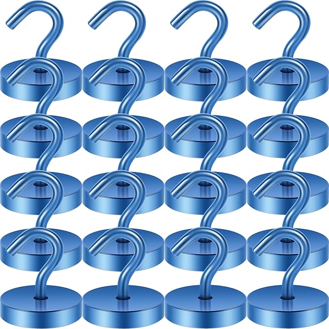 Neosmuk Magnetic Hooks, Cruise Ship Essentials, 120lb+ Heavy Duty Magnetic Hooks for Cruise Cabins, Refrigerator, Grill, Hanging, and Travel | Extra Strong Must-Haves Magnet Hook,Navyblue,Pack of 20