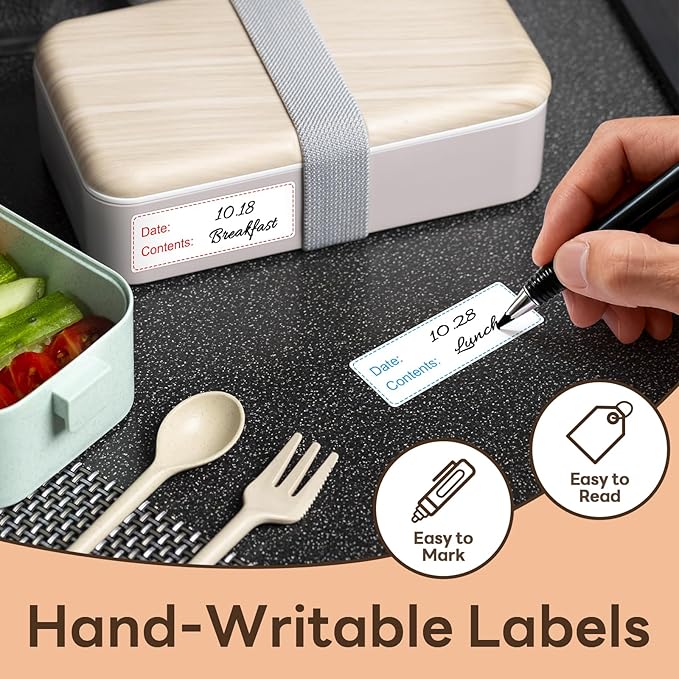 1" x 3" Freezer Labels, 350 PCS Removable Food Storage Stickers, 2 Color Waterproof & Oil-Resistant Write-On Freezer Labels for Kitchen, Refrigerator, Meal Prep, and Containers, TRSTGIX