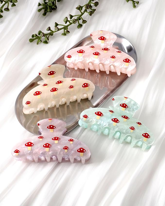 4Pcs Large Acrylic Clips - Big Non-Slip Banana Barrettes for Thick Hair, Strong Hold Jaw Clips for Women Girls