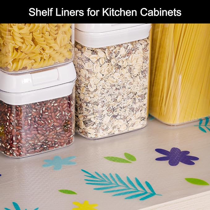 Cooyes Shelf Liner – Premium Non-Adhesive Cabinet & Drawer Liner for Kitchen – Waterproof Shelf Paper with Modern Pattern – Durable EVA Cabinet Mat – Easy to Cut （17.5" W x 197" L）