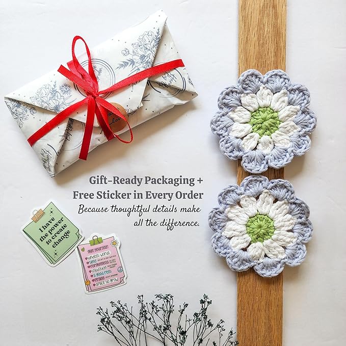 Cotton Car Coasters 2pc Car Cup Coasters Cute car Accessories for Women car Coaster for Cup Holders (Misty Bloom)