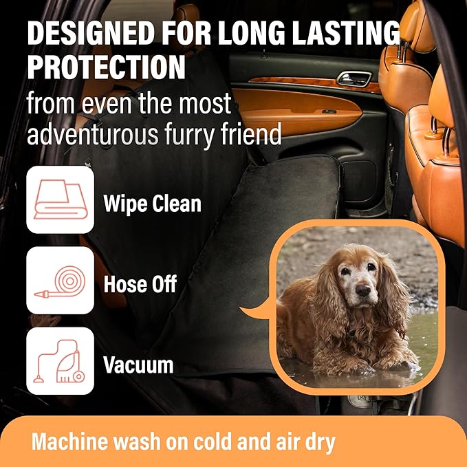 Active Pets Dog Car Seat Cover Car Seat Protector- Dog Seat Cover for Back Seat of SUVs, Trucks, Cars - Waterproof & Convertible Vehicle Hammock for Car Backseat - Mesh Window- Blue, XL