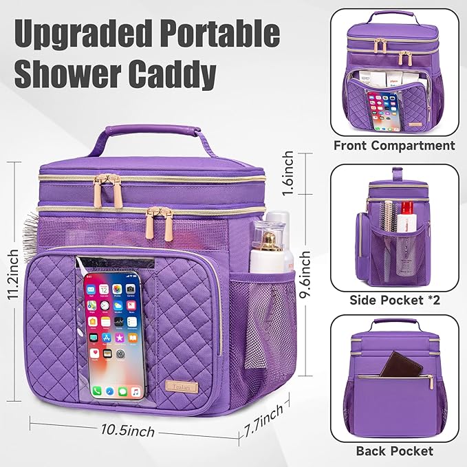 Large Toiletry Bag for Women Men, Bathroom Bag, Water Resistant Shower Bag, Makeup Bag, Portable Shower Caddy for College Dorm, Hanging Travel Toiletry Bag with Transparent Waterproof Phone Pocket