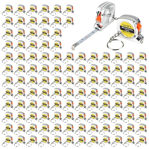 3ft Small Tape Measure Keychain, Portable and Retractable Mini Tape Measure with Slide Lock Mechanism for Daily Use Gadgets or Kids Construction Party Favors Gifting Prize Bag Fillers (120)