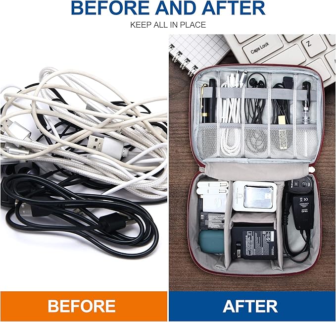 VOCUS Electronics Organizer Travel Cable Organizer Bag for Electronics Accessories, Portable Tech Carrying Large Storage Case for Charger, Cord, Power Bank, Hardware