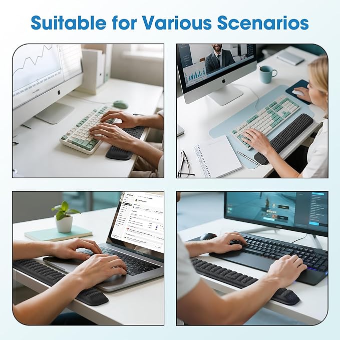 MEKASS Keyboard Wrist Rest, Soft Memory Foam Wrist Support for Keyboard, Keyboard Hand Rest Pad for Wrist Pain Relief, Keyboard Wrist Guard for Long Hours of Work, Gaming, Studying (Classic Black)