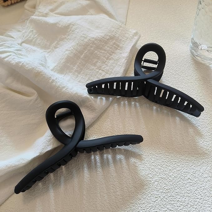 5 Inch Hair Claw Clips Extra Large No Slip Big Matte Jaw Clip for Long Curly Thick Hair Women, 4 Pack Black