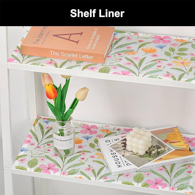 Cooyes Shelf Liner – Premium Non-Adhesive Cabinet & Drawer Liner for Kitchen – Waterproof Shelf Paper with Modern Pattern – Durable EVA Cabinet Mat – Easy to Cut （17.5" W x 197" L）