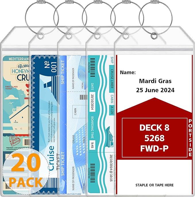 SEAVILIA 20 Pack Luggage Tags Travel & Cruise Essentials for NCL, Princess, Carnival, Royal Caribbean & Celebrity Cruise Ships