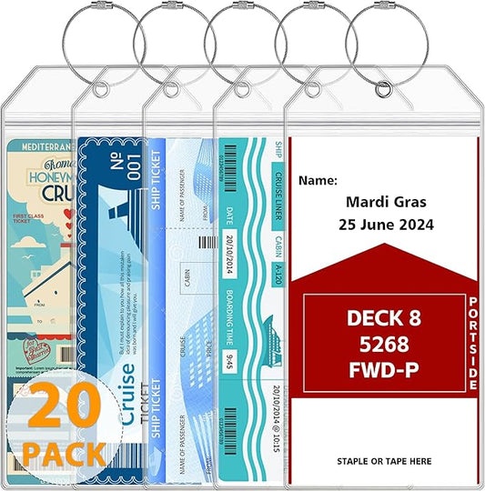 SEAVILIA 20 Pack Luggage Tags Travel & Cruise Essentials for NCL, Princess, Carnival, Royal Caribbean & Celebrity Cruise Ships